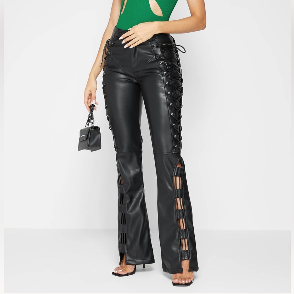 Manière De Voir Leather Lace Up Trousers size 6